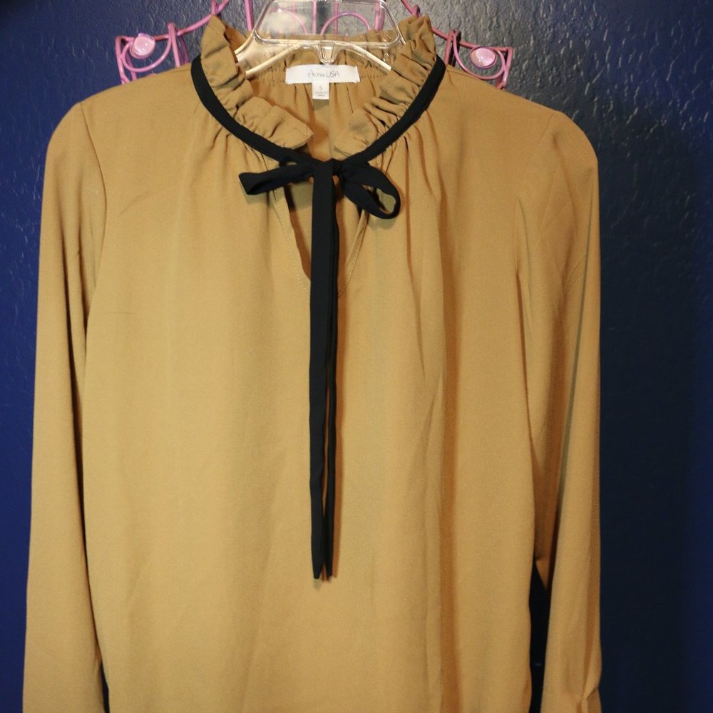 Active USA Long Sleeves Light Brown Blouse
